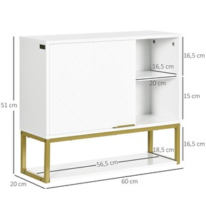 Armoire murale de salle de bain acier doré mdf blanc