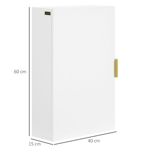 Armoire murale de salle de bain poignée métal doré mdf blanc