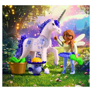 Licorne lavande porte bonheur avec fée
