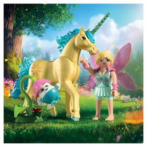 Licorne fleur de soleil avec fée