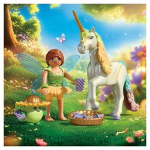 Licorne fleur d'arc en ciel avec fée
