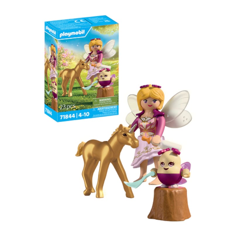 Poulain licorne doré avec fée