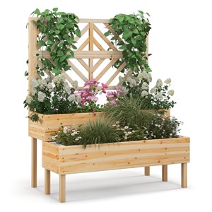 Jardinière avec treillis à 2 niveaux en 109 x 62 x 135 cm bois marron