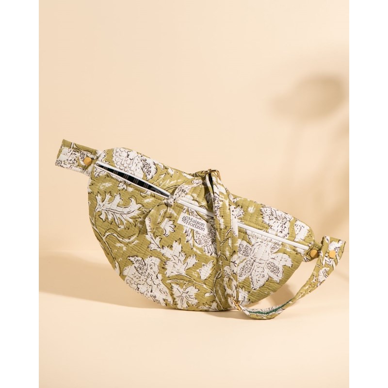 Sac banane à langer kimi light kaki floral