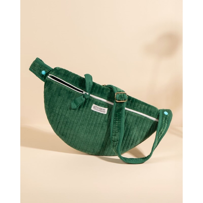 Sac banane à langer kimi velour emeraude