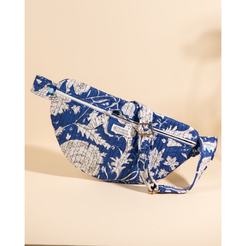 Sac banane à langer kimi bleu imperial floral