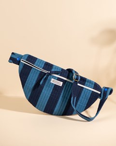 Sac banane à langer kimi rayures ultra bleu