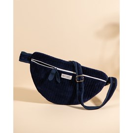 Sac banane à langer kimi velours bleu nuit