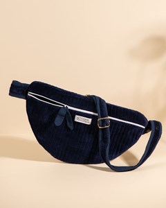 Sac banane à langer kimi velours bleu nuit