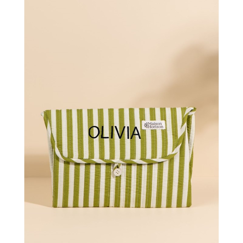 Matelas à langer de voyage wulan rayures vert olive