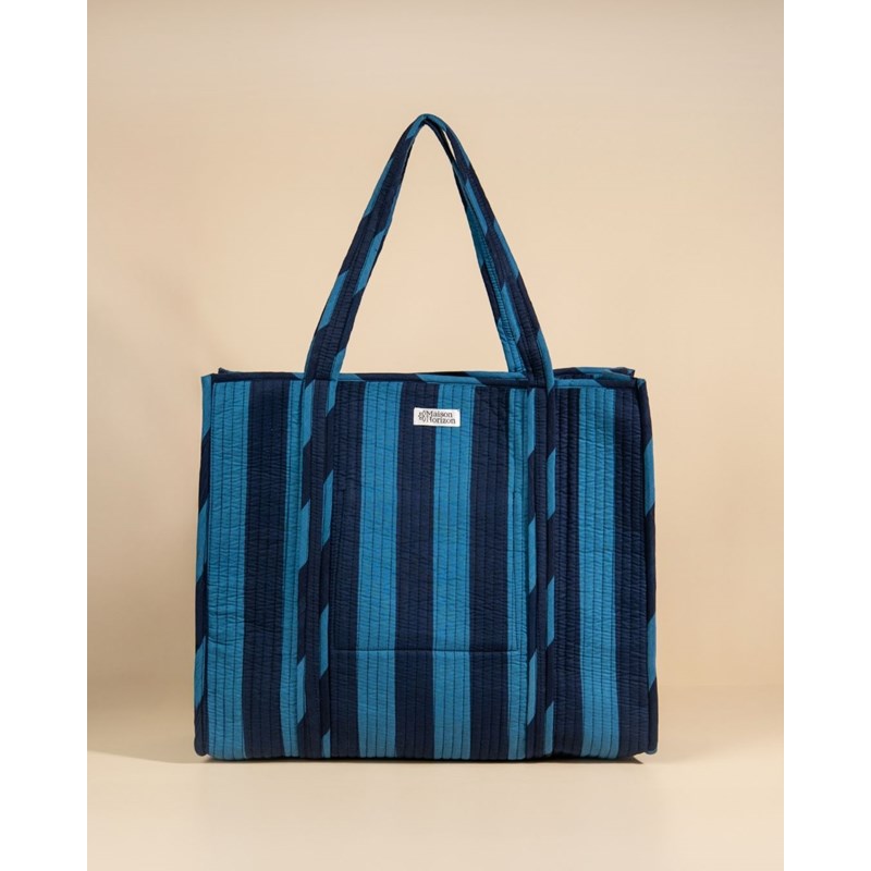 Sac cabas réversible deepa rayures ultra bleu