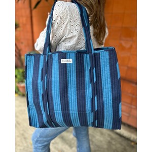 Sac cabas réversible deepa rayures ultra bleu