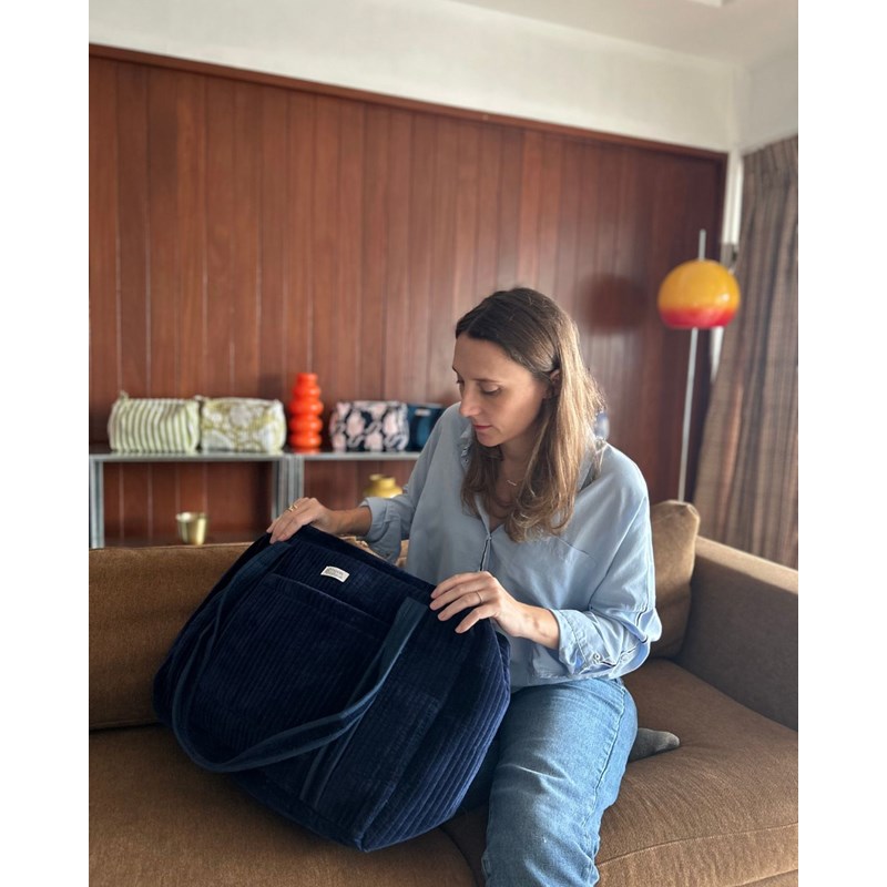 Maison Horizon - Sac week-end ou à langer lola velours bleu nuit