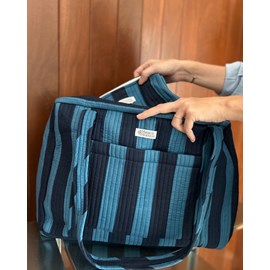 Sac week-end ou à langer lola rayures ultra bleu
