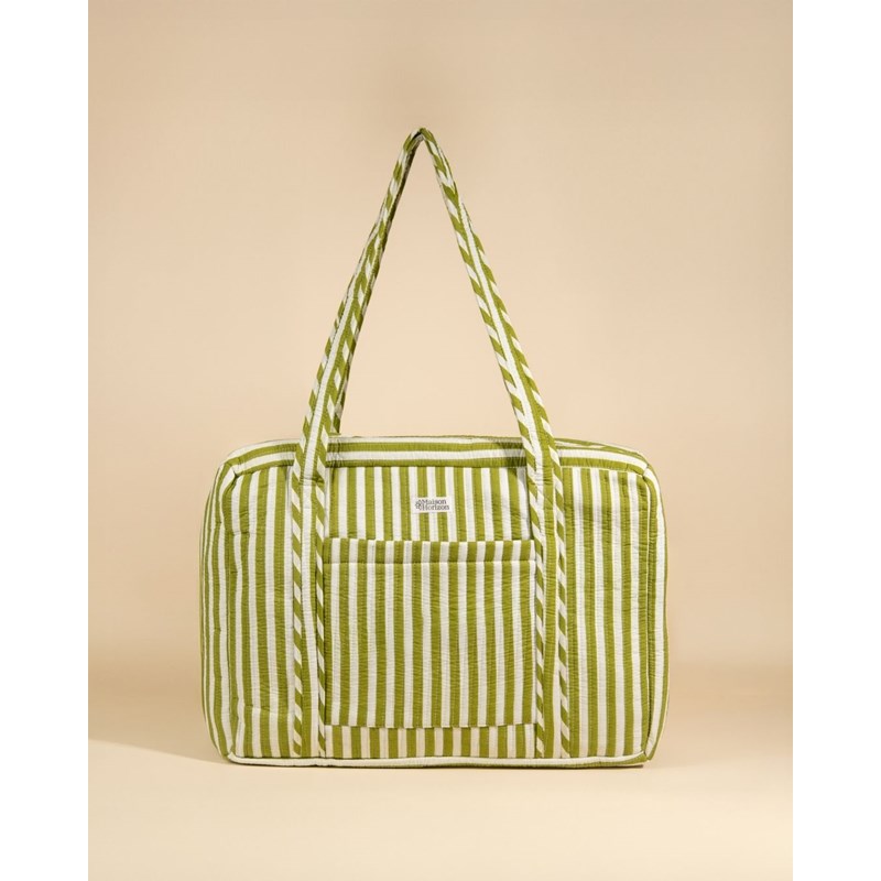 Sac week-end ou à langer lola rayures vert olive