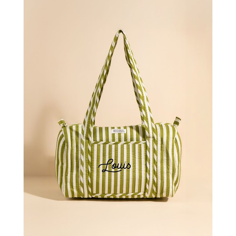 Sac à langer ou de journée sunee rayures vert olive