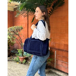 Sac à langer ou de journée sunee velour bleu nuit