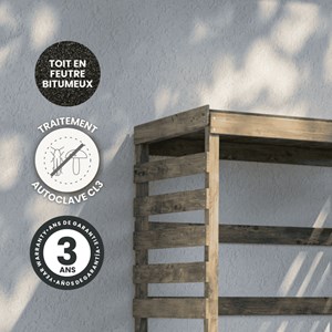 Abri buches bois 120x82x174cm