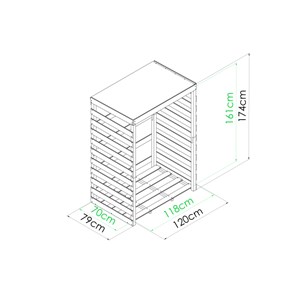 Abri buches bois 120x82x174cm