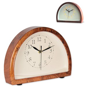 Horloge lumineuse à poser effet bois - demi-cercle 26 cm - led chaude -