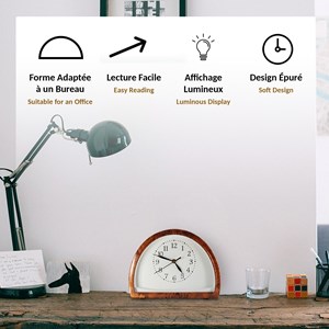 Horloge lumineuse à poser effet bois - demi-cercle 26 cm - led chaude -