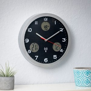 Horloge murale station météo lcd radiopilotée