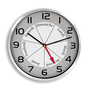 Horloge murale jour et heure grande lisibilité