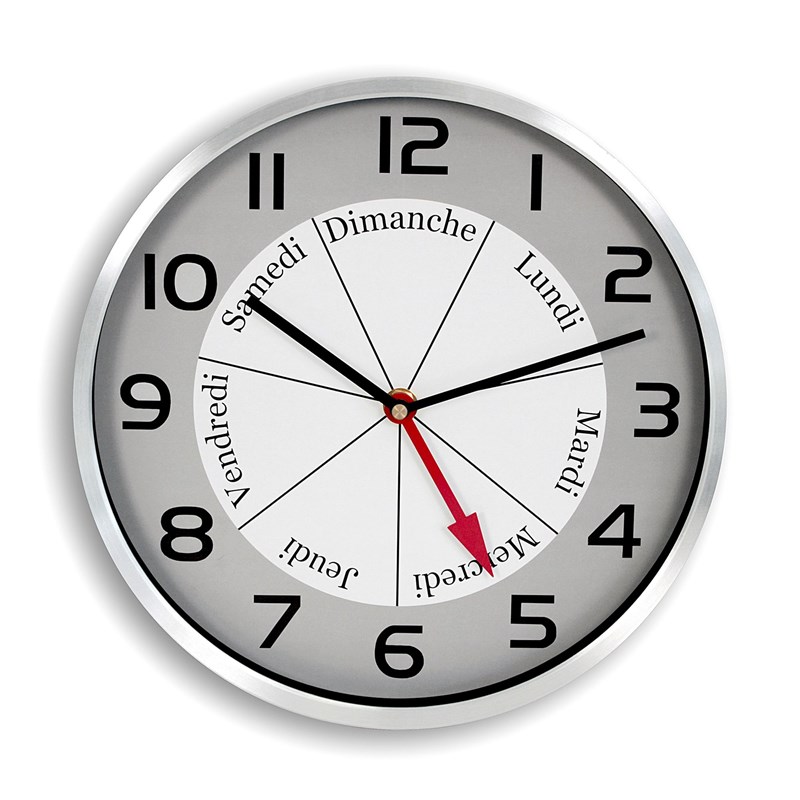 Horloge murale jour et heure grande lisibilité