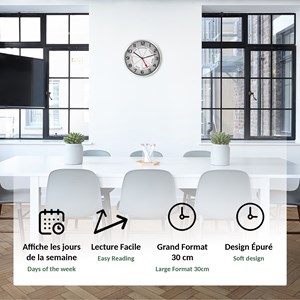 Horloge murale jour et heure grande lisibilité