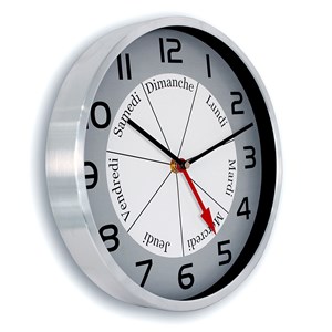 Horloge murale jour et heure grande lisibilité