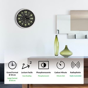 Horloge murale moderne fond noir lisible