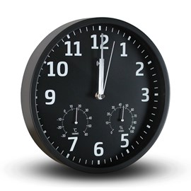 Horloge murale radiopilotée hygromètre thermomètre fond noir