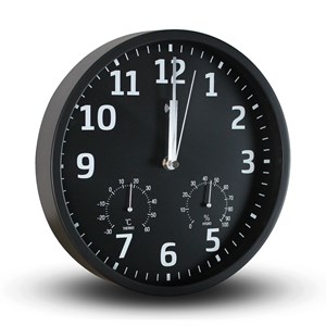 Horloge murale radiopilotée hygromètre thermomètre fond noir
