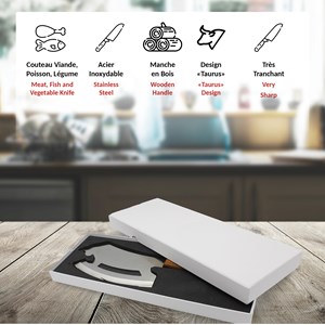 Couteau de chef taurus lame acier inox 30cr13 manche bois massif