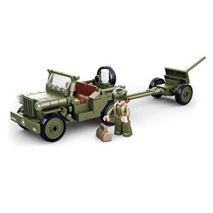 Army wwii - jeep alliée avec canon anti