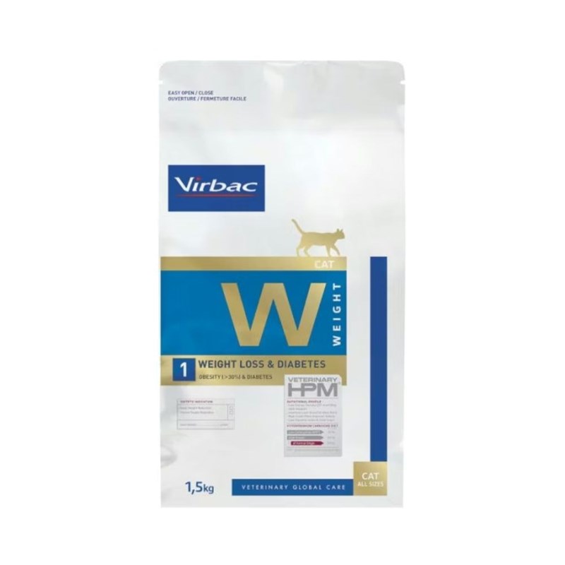 Virbac - Croquettes chat virbac vet hpm w1 weight loss & diabete
