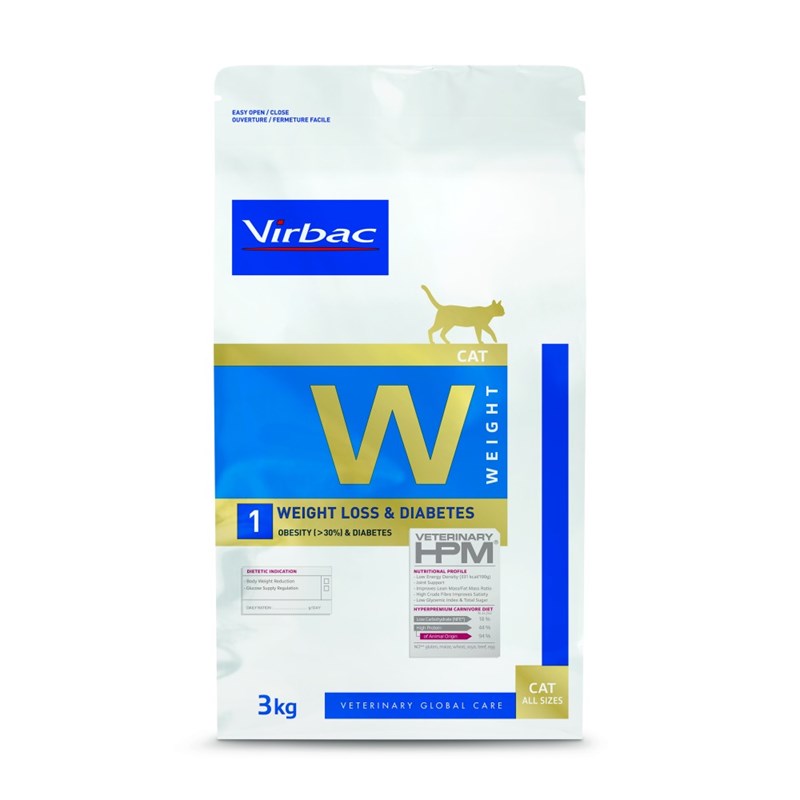 Virbac - Croquettes chat veterinary hpm cat w1 weight loss&diabete - virbac