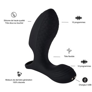 Stimulateur clitoridien et vibromasseur point g - 10 progammes - noir- sextoy