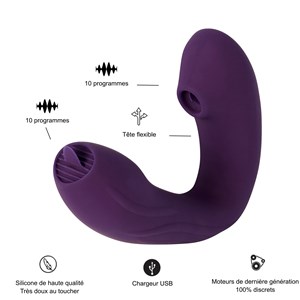 Stimulateur clitoridien et vibromasseur point g - 20 progammes - violet - sextoy