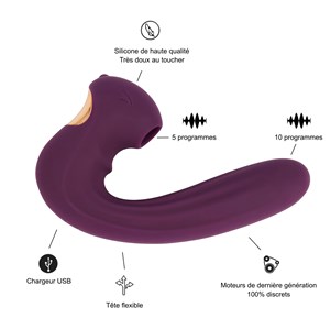 Stimulateur clitoridien et vibromasseur point g - 15 progammes - noir- sextoy