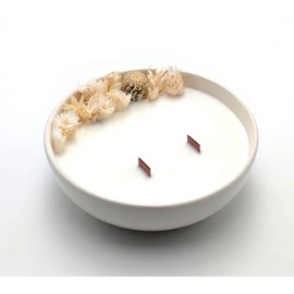 Grande bougie fleurs séchées coton