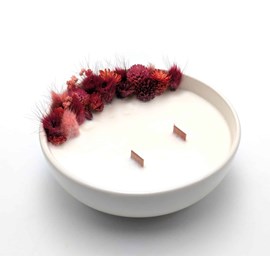 Grande bougie fleurs séchées cerise
