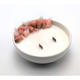 Grande bougie fleurs séchées fleur de tiaré