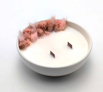 Grande bougie fleurs séchées fleur de tiaré