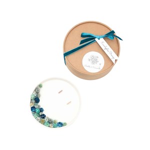 Grande bougie fleurs séchées eucalyptus orange