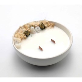 Grande bougie fleurs séchées fleur de lin