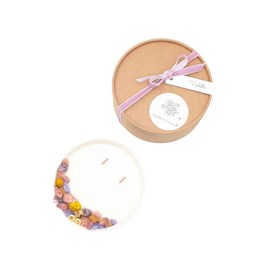 Grande bougie fleurs séchées violette