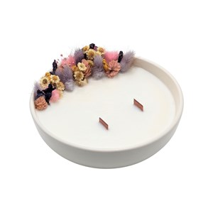 Grande bougie fleurs séchées violette