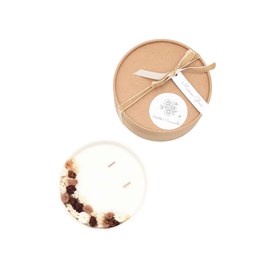 Grande bougie fleurs séchées marron glacé