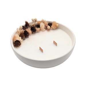 Grande bougie fleurs séchées marron glacé